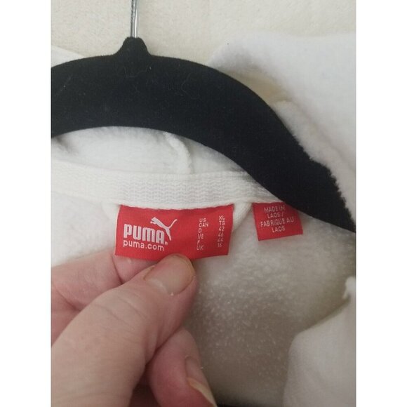 Puma White Hoodie Purple Stitching applique logo Asymmetrical W xl full zip - Picture 5 of 11